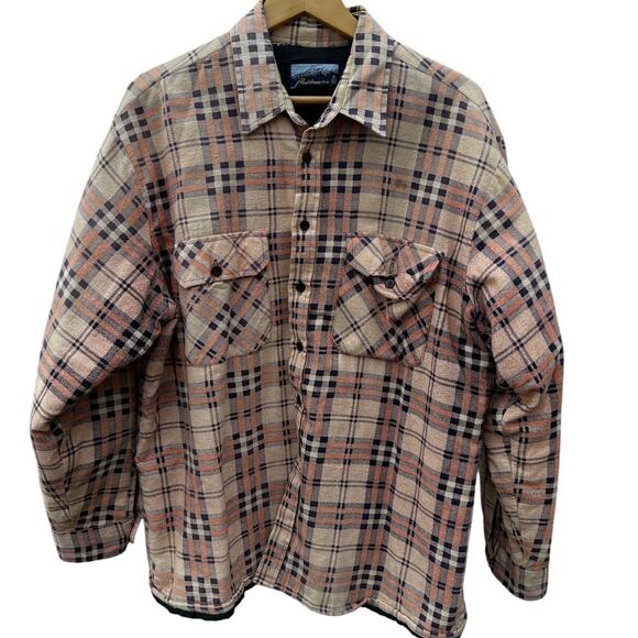 Sears Fieldmaster Vintage 1990s brown plaid quilt lined button up jacket Size XL - Picture 1 of 7